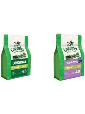 Dental Dog Treats Variety Pack - 12 Oz Original & Blueberry, Healthy Chews for